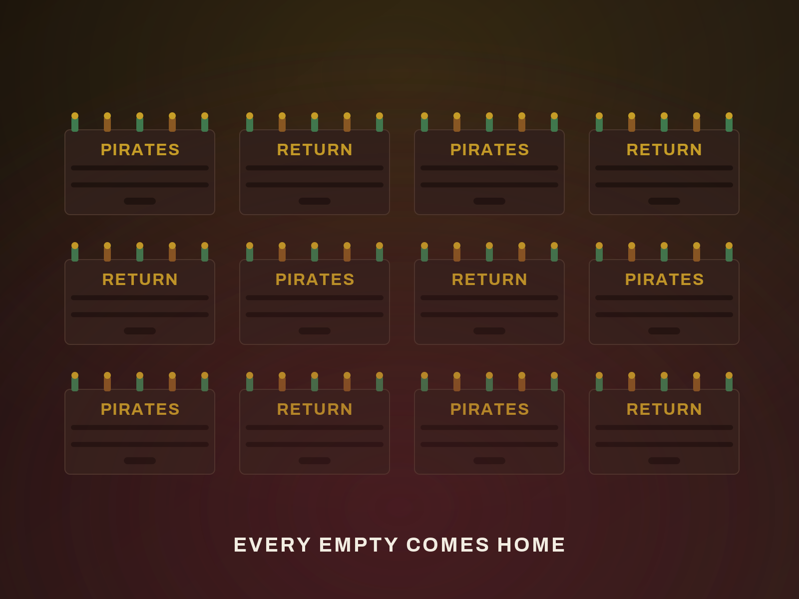 Illustration of a wall of returnable Pirates crates — every empty comes home